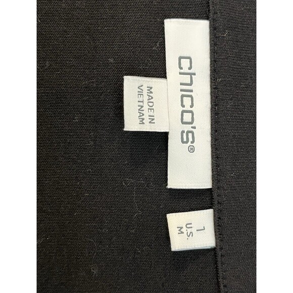 Chicos Silky feel sleeve black solid blouse Sleeve  1 Top M 6 8 - Picture 8 of 8